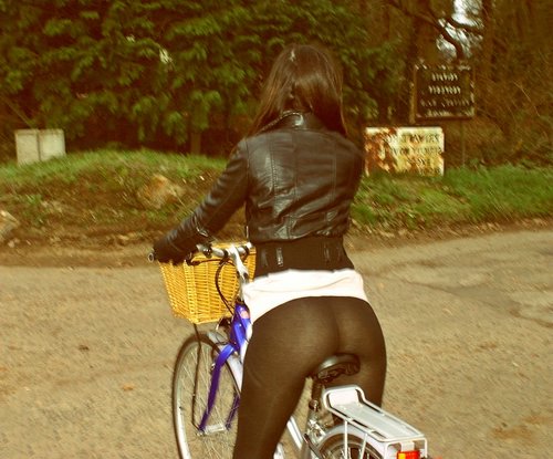 Ass Pictures Hot Girl with Amazing Tight Ass on Bicycle
